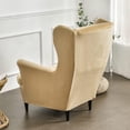 thumbnail image 4 of CJC Wingback Chair Slipcover Stretch Chair Cover 2 Pieces with Cushion Cover Soft Armchair Furniture Protector for Living Room Bedroom, 4 of 18