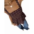 thumbnail image 2 of Women Polka Dot Sleeveless Tank Top Square Neck Back Tie A Line Peplum Casual Summer Blouse Coffee Brown XL, 2 of 8