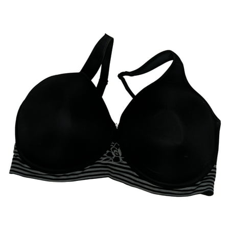 

Breezies Sz42D Floral Stripe Seamless Wirefree Black Bra A478505 Plus Size