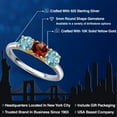 thumbnail image 2 of Gem Stone King 925 Silver and 10K Yellow Gold Red Garnet and Blue Zircon Engagement Ring for Women | 2.25 Cttw | Round 5MM | Gemstone January Birthstone | Size 9, 2 of 6