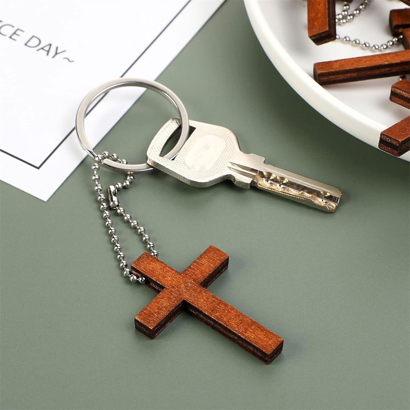 100Pcs Small Wooden Crosses Charm Pendant for Jewelry Making DIYS Craft Necklace Bracelets Earring Key Chain