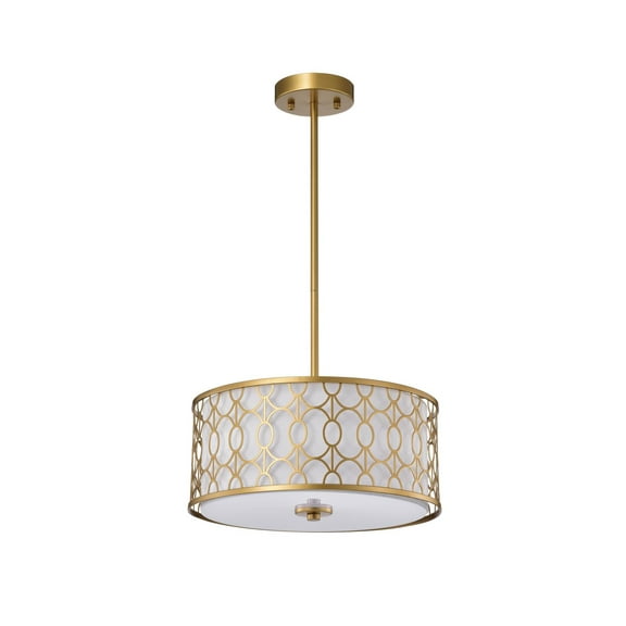 Warehouse of Tiffany Corrigan Matte Gold 3-Light Fabric Shade Drum Chandelier