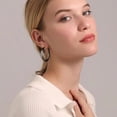 thumbnail image 3 of YOUNGYUE Black Hoop Earrings for Women, Gunmetal Braided Woven Large Oval Hoops, 30/40/50mm, 3 of 7