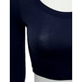 thumbnail image 4 of Doublju Women's Round Neck Slim Fit Long Sleeve Crop Tops (Female Plus Size Available), 4 of 4