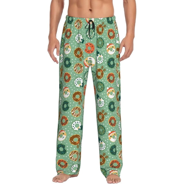 Balery Christmas Donuts Pantalones de pijama para hombre, pijama ultraligero, pantalón de descanso-Medium