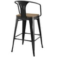 thumbnail image 4 of Modway Promenade 30" Modern Bamboo & Metal Bar Stool in Black, 4 of 5
