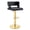 B-Black, Gold, variant on Adjustable Bar Stools Set of 2 Black PU Leather Gold Metal 35.4"-44" for Bar