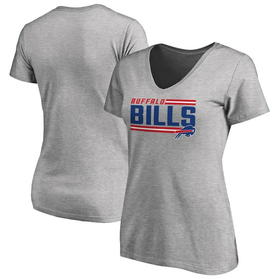 Women's Ash Buffalo Bills Iconic Collection On Side Stripe V-Neck T-Shirt