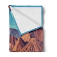 thumbnail image 2 of Western Soft Flannel Fleece Blanket, Mountain Argentina Desert Sand Hike Mother Nature Themed Volcano Geographic Photo, Cozy Plush for Indoor and Outdoor Use, 50" x 70", Brown Blue, by Ambesonne, 2 of 5