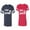 Men Navy / Women Red, variant on The King His Queen Unisex Couple Matching Cotton Jersey style T-Shirt Contrasting stripes on sleeves (Men Navy / Women Black) (Men S / Women S)