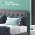 thumbnail image 4 of Mjkone Bed Frame with Headboard,Queen Upholstered Platform Metal Bed Frame with Steel Slat Support / No Box Spring Needed / Easy Assembly/No Mattress,Dark Grey, 4 of 7