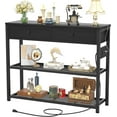 thumbnail image 4 of Homieasy 32" Console Table with Power Outlet & 2 Wooden Drawers, Narrow Entryway Table End Table with 2 Storage Shelves, Sofa Table for Living Room, Bedroom, Hallway, Black, 4 of 8
