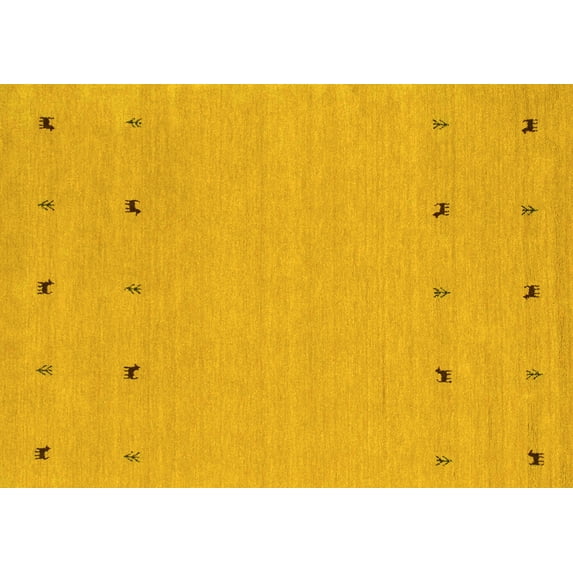 Ahgly Company Indoor Rectangle Solid Yellow Modern Area Rugs, 5' x 8'
