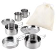 thumbnail image 1 of Stainless Steel 8-Piece Camping Cookware Set with Pots, Frying Pan, Plates, Cups, Pot Cover & Storage Pouch - No Plastic, Fire-Safe, Smooth Surface, Direct Meal Serving for Outdoor Hiking & Group, 1 of 7
