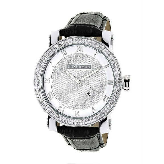 Men's 0.18ct Diamond Black Watch with Leather Strap Set