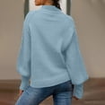 thumbnail image 5 of Stichou Women Casual Turtleneck Long Sleeve Sweater Cable Knit Pullover Solid Slim Fit Sweater Turtleneck Tops Fall Winter Clothes Blue XL, 5 of 5