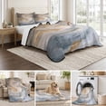thumbnail image 6 of Queen Quilt Set 90''x96'', Yellow Grey Ombre Lightweight Bedspread Coverlet Set with 2 Pillow Shams, Modern Marble Ink Painting Abstract Breathable All Season Quilt Bedding for Bedroom/Guest Room, 6 of 9