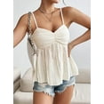 thumbnail image 5 of Womens Summer Spaghetti Strap Sexy Lace Trim Peplum Tank Top Backless Going Out Crop Tops for Women, 5 of 6
