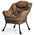 thumbnail image 1 of Costway Modern Polyester Fabric Lazy Chair Single Sofa Chair w/ Side Pocket Brown, 1 of 10