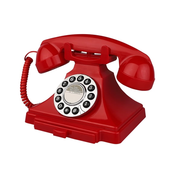 Red Vintage Telephone, Corded Retro Landline Phones for Home, Single Line Old Fashioned House Working Telephone with Loud Ringer for Seniors, Classic Antique Desk Phone for Office/Hotel/School