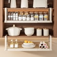 thumbnail image 3 of opvise No Drilling Storage Rack Easy Install Hanging Shelf Expandable under Shelf Storage Rack Stainless Carbon Steel Kitchen Pantry Countertop Spice Holder White, 3 of 8