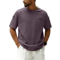 thumbnail image 3 of JoveMarine Men's Loose Fit Casual Short Sleeve Top, Round Neck T-Shirt with Chest Pocket, Soft Cotton Blend for Everyday Wear and Outdoor Activities Purple 3XL, 3 of 9