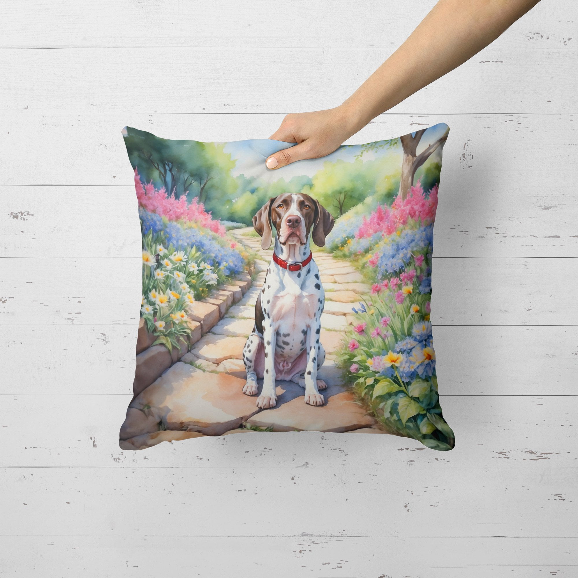 Pointer Spring Path Throw Pillow 18 in x 18 in