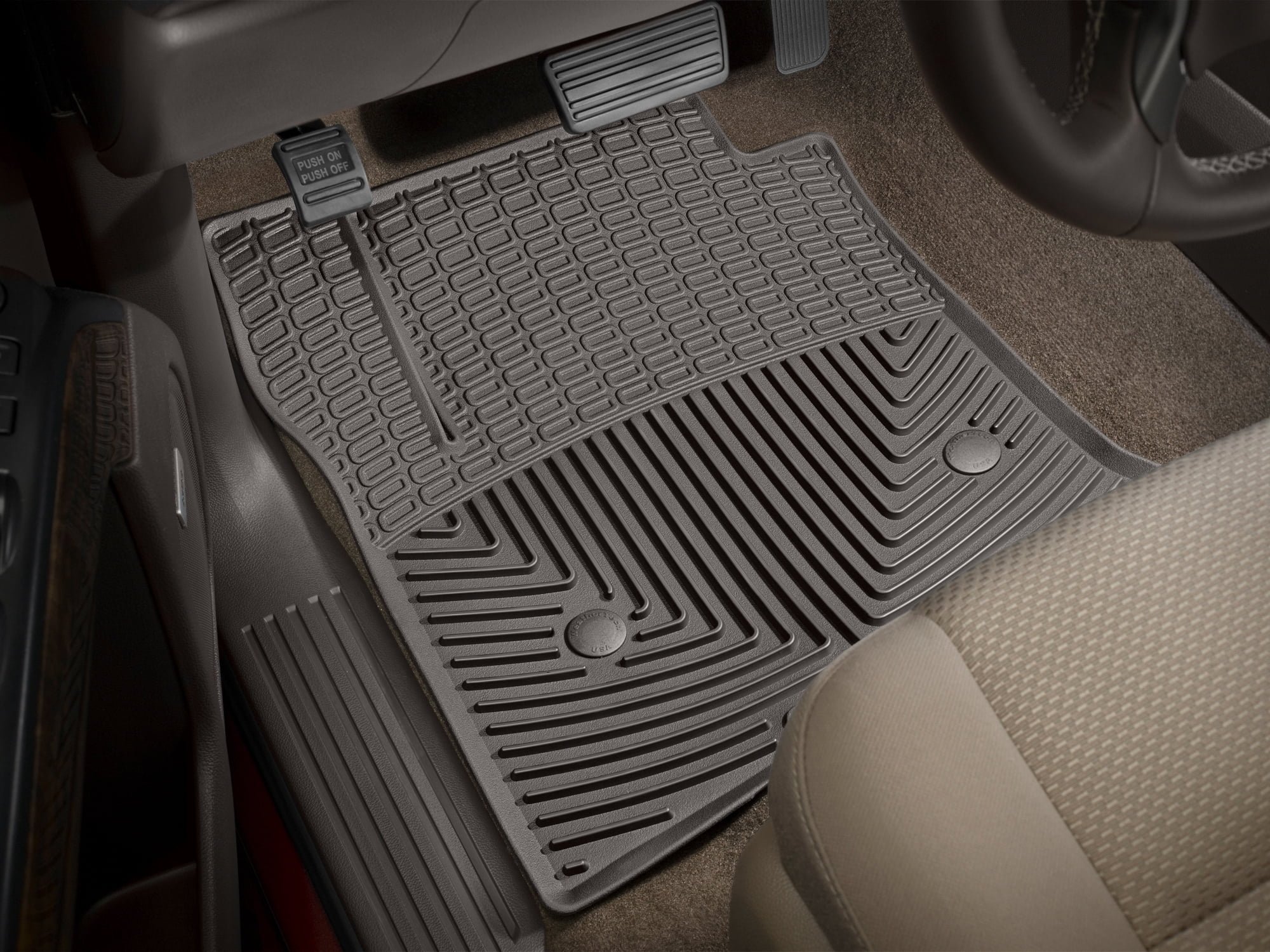 WeatherTech All-Weather Floor Mats compatible with Sierra 1500 Limited, Silverado 2500HD/3500HD, Suburban, Escalade, Silverado 1500, Sierra 1500 - 1st Row (Driver & Passenger), Cocoa