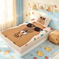 thumbnail image 2 of Manfei Cartoon Boba Capybara Twin Fitted Sheet, Cute Rainbow Floral Bedding, Bisque, 2-Piece, 1 Fitted Sheet and 1 Pillowcase, 2 of 6