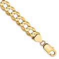 thumbnail image 2 of Auriga 14K Yellow Gold 8.3mm Lightweight Flat Cuban Chain Bracelet 9 inch for Women, 2 of 5