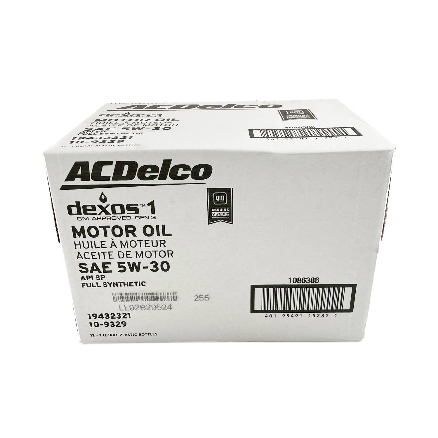 ACDelco 5W30 Full Synthetic Dexos1 GEN 3 Motor Oil Case of 12 Quarts