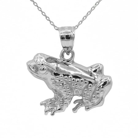 10k White Gold Frog Penadnt with 18" Chain