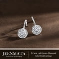 thumbnail image 3 of JeenMata 1 Carat Lab Grown Diamond Halo Drop Earrings - Round Cut Vintage Inspired Earrings in White Gold Plating, 3 of 8