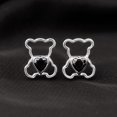 thumbnail image 2 of Rosec Jewels Cute Teddy Bear Stud Earrings with Heart Shape Created Black Diamond - AAAA Grade, 18K White Gold, 2 of 7
