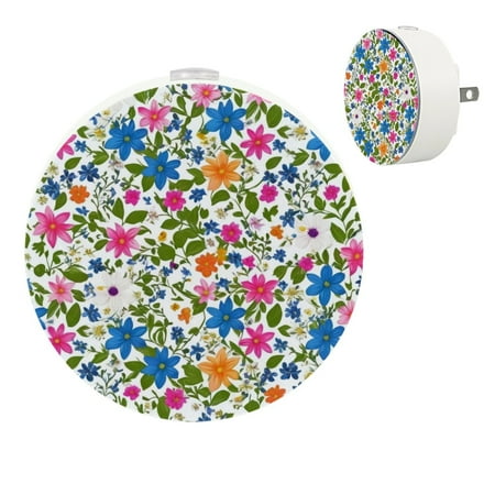 

YZUOUZY Night Lights Plug into Wall Bedside Lamp Bedroom Lamps Set of 2 Color Flowers Pink Blue Purple