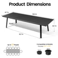 thumbnail image 3 of Crestlive Products 117" Outdoor Aluminum Patio Dining Table for 6-8 People with Umbrella Hole, Weather Resistant Outdoor Dining Table for Backyard, Patio, Garden, Black, 3 of 7