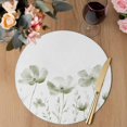 thumbnail image 3 of Sage Green Flowers Round 13 Inch Placemats Set of 4, Watercolor Retro White Floral Leaves HeatResistant Non Slip Place Mats for Dining Table, Wipeable Braided Kitchen Table Mats for Housewarming, 3 of 9