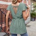 thumbnail image 3 of Mittory Women's Peplum Tops Tie Flutter Short Sleeve Blouse Eyelet Peasant Lace Top, 3 of 7