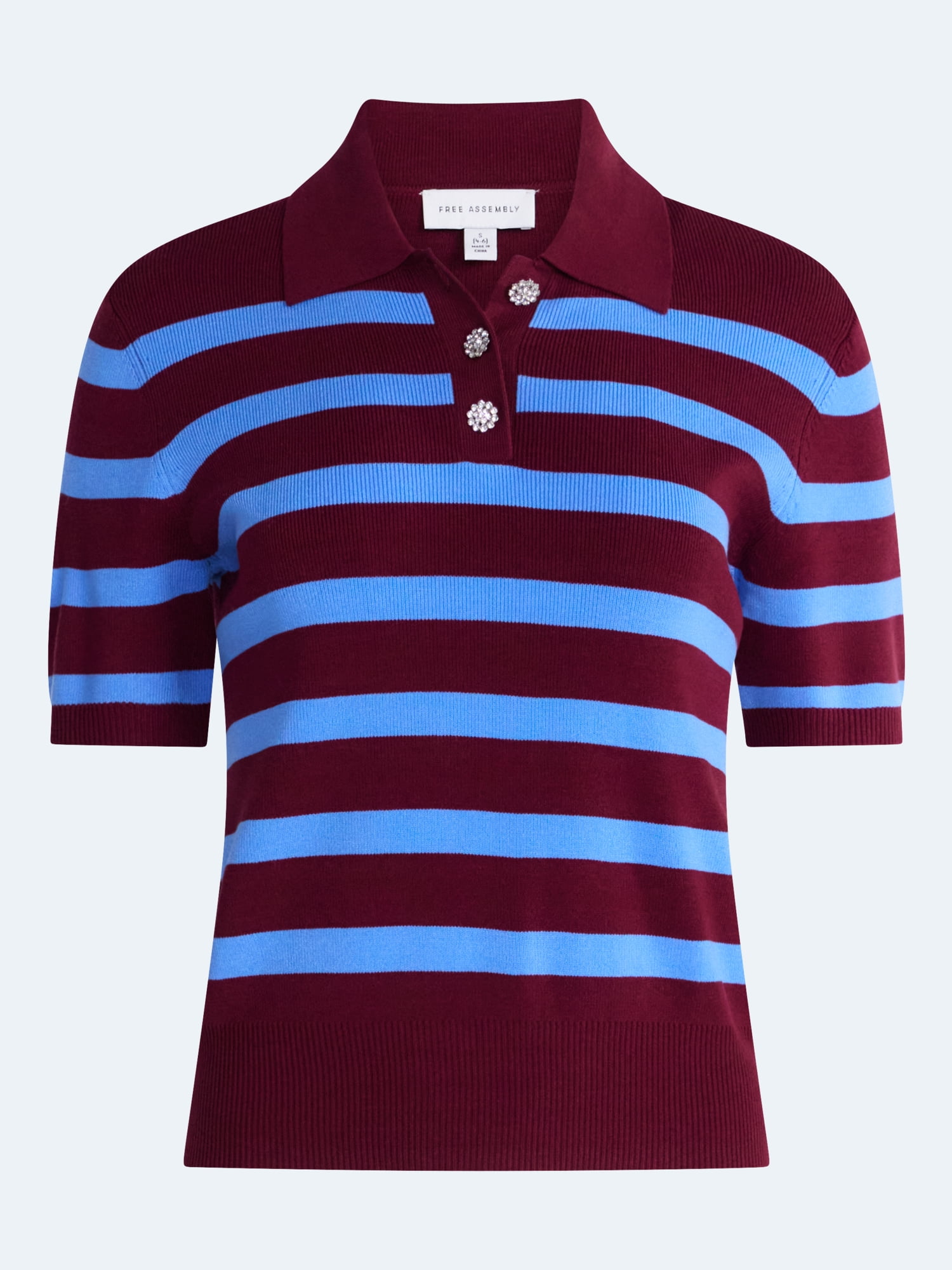 Free Assembly Women's and Women's Plus Polo Sweater with Short Sleeves, Lightweight, Sizes XS-4X