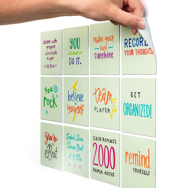 Reusable Dry Erase Sticky Notes - 6 Pack of 4x4 Multi Color Post It Notes  - Small White Board Dry Erase Stickers - 2 Magnetic Whiteboard Markers