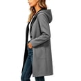 thumbnail image 3 of AKOEE Women's Hooded Wool Blend Coat Mid-length Casual Tweed Jacket with Pockets Long Sleeve Winter Outerwear, Dark Gray-A S, 3 of 7