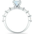 thumbnail image 6 of Petite Round Solitaire Ring Baguette White Opal White Tone 925 Sterling Silver, Size 10, 6 of 7