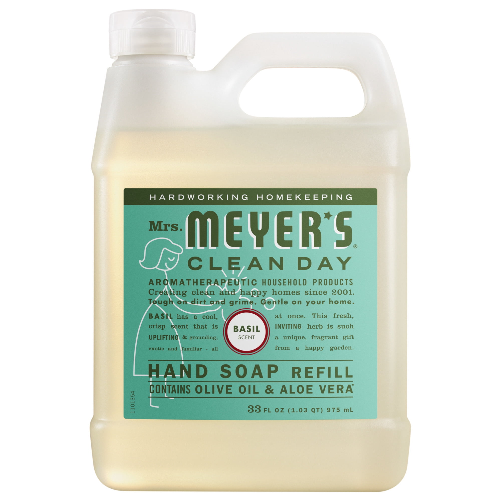 Mrs. Meyer's Clean Day Hand Soap Refill, Basil Scent, 33 Fl Oz