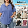 thumbnail image 5 of Cuteduck Womens Plus Size Casual Henley Waffle Knit Button-Up Top Short Sleeve Polo Shirt 1X-5X, 5 of 8
