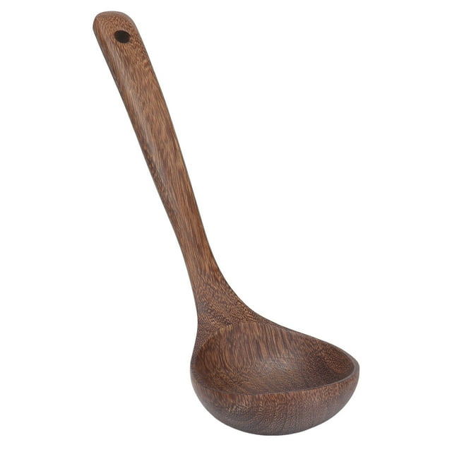 Wooden Soup Spoon Wenge Cooking Utensil Round Hanging Hole for Tea Coffee Dessert Sugar SaladStraight Handle Large Size