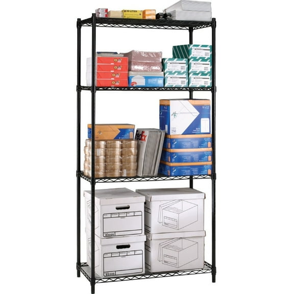 OFM Adjustable Wire Shelving Unit 36x72, 18 Deep, in Black (S367218-BLK)