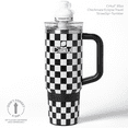 thumbnail image 2 of Cirkul 30oz Travel StrawSip Double-Wall Insulated Stainless Steel Tumbler with Handle, Checkmate (Black & White Checkerboard), 2 of 14