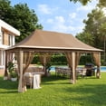 thumbnail image 4 of HOTEEL 10x20 Pop Up Gazebo with Netting, 241 sq ft Extra Large Shade Area Canopy Tent with with 3-Level Adjustable Height, Portable Party Tent for Backyard, Patio, Event, Brown, 4 of 9