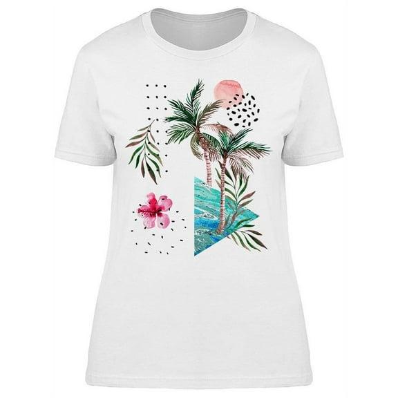 Summer Composition Shapes Palms T-Shirt Women -Image by Shutterstock, Female XX-Large