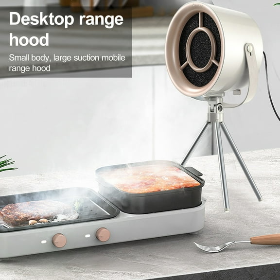 Opvise 1 Set Desktop Range Hood Portable USB Powered Range Hood Detachable Easy to Clean Cooker Hood for Home BBQ Milky White
